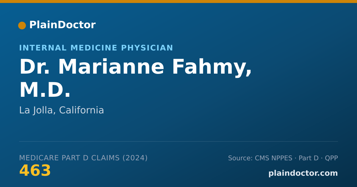 Shareable card for Marianne Fahmy, M.D. - Internal Medicine Physician, La Jolla, CA