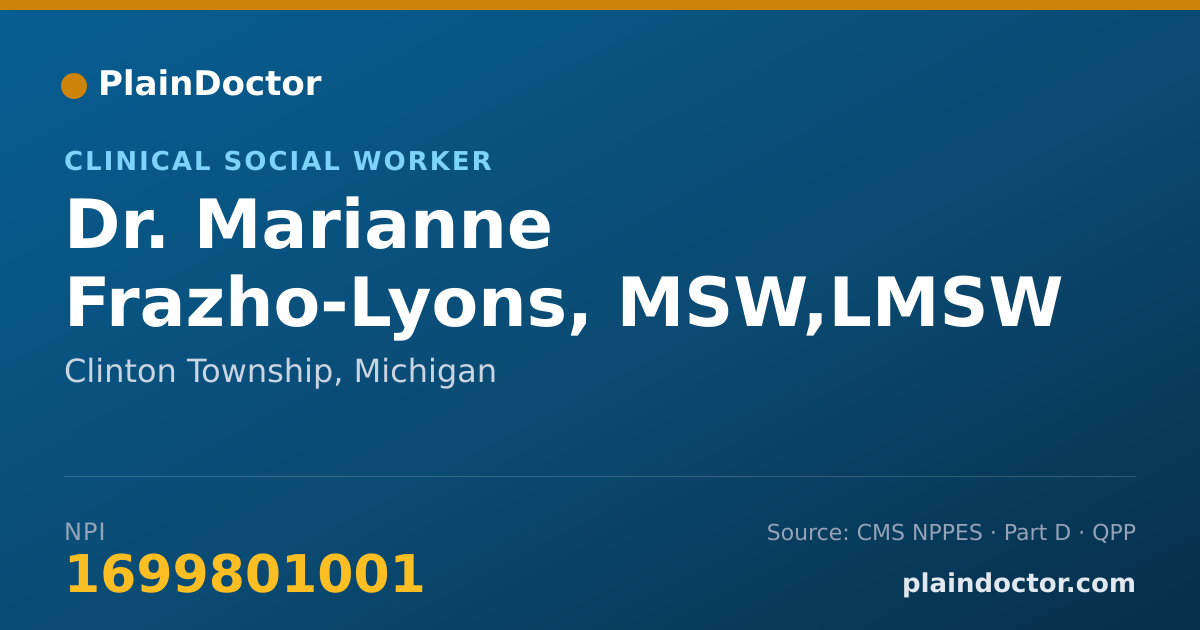 Shareable card for Marianne Frazho-Lyons, MSW,LMSW - Clinical Social Worker, Clinton Township, MI