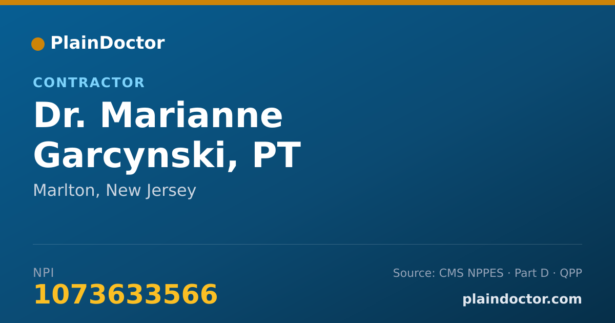 Shareable card for Marianne Garcynski, PT - Contractor, Marlton, NJ