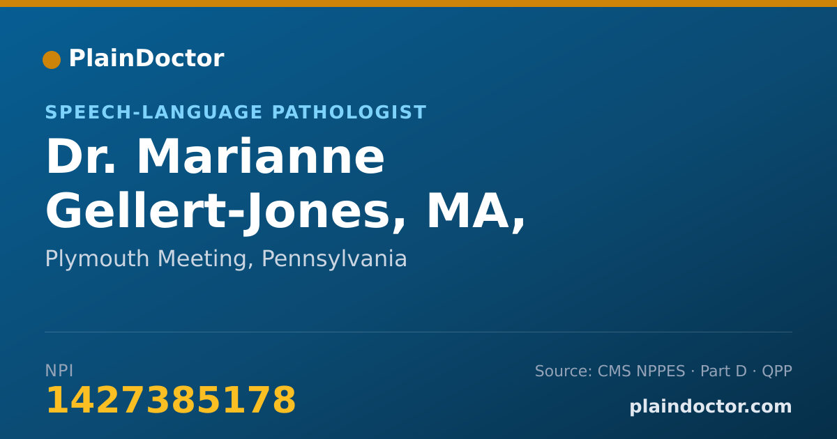 Shareable card for Marianne Gellert-Jones, MA, CCC/SLP - Speech-Language Pathologist, Plymouth Meeting, PA