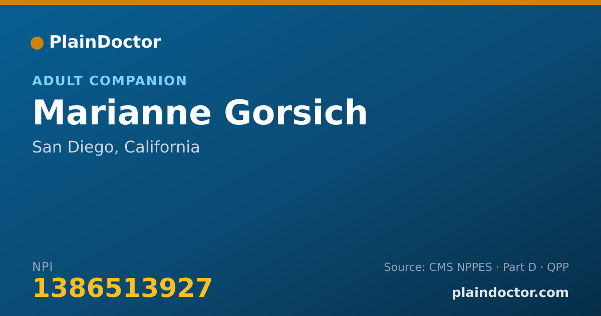 Shareable card for Marianne Gorsich - Adult Companion, San Diego, CA
