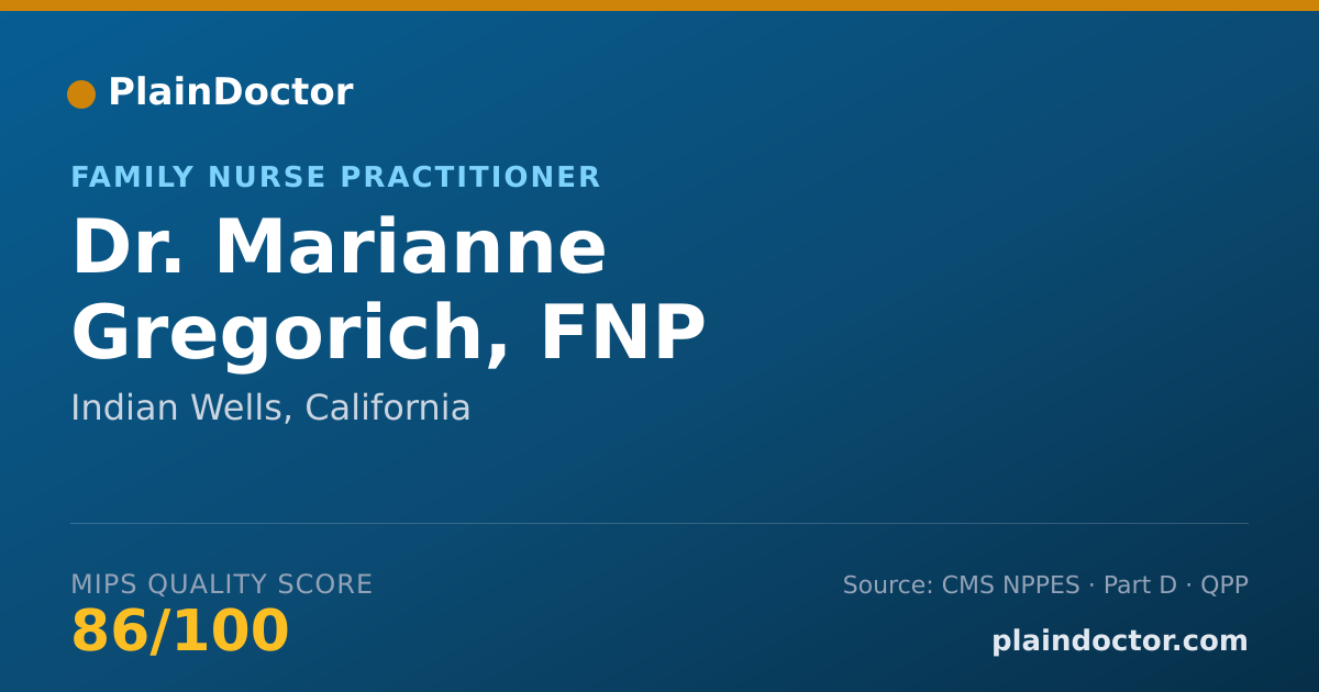 Shareable card for Marianne Gregorich, FNP - Family Nurse Practitioner, Indian Wells, CA