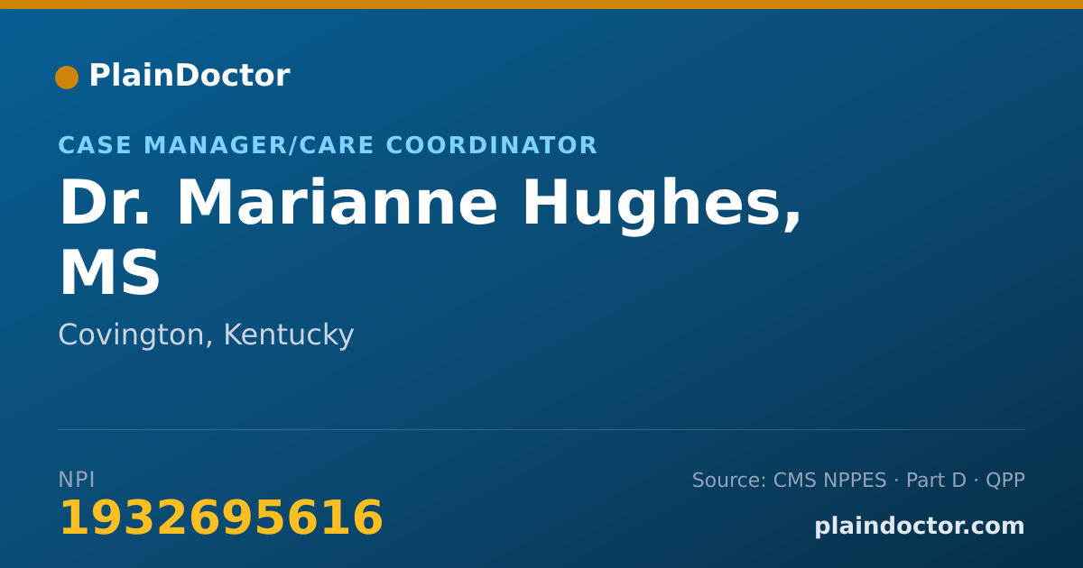 Shareable card for Marianne Hughes, MS - Case Manager/Care Coordinator, Covington, KY
