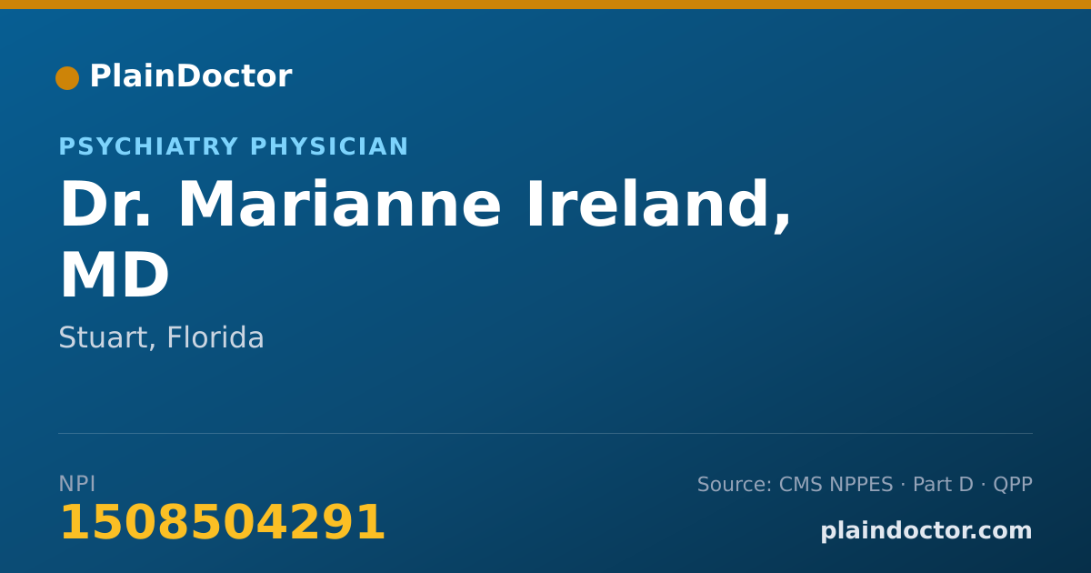 Shareable card for Marianne Ireland, MD - Psychiatry Physician, Stuart, FL