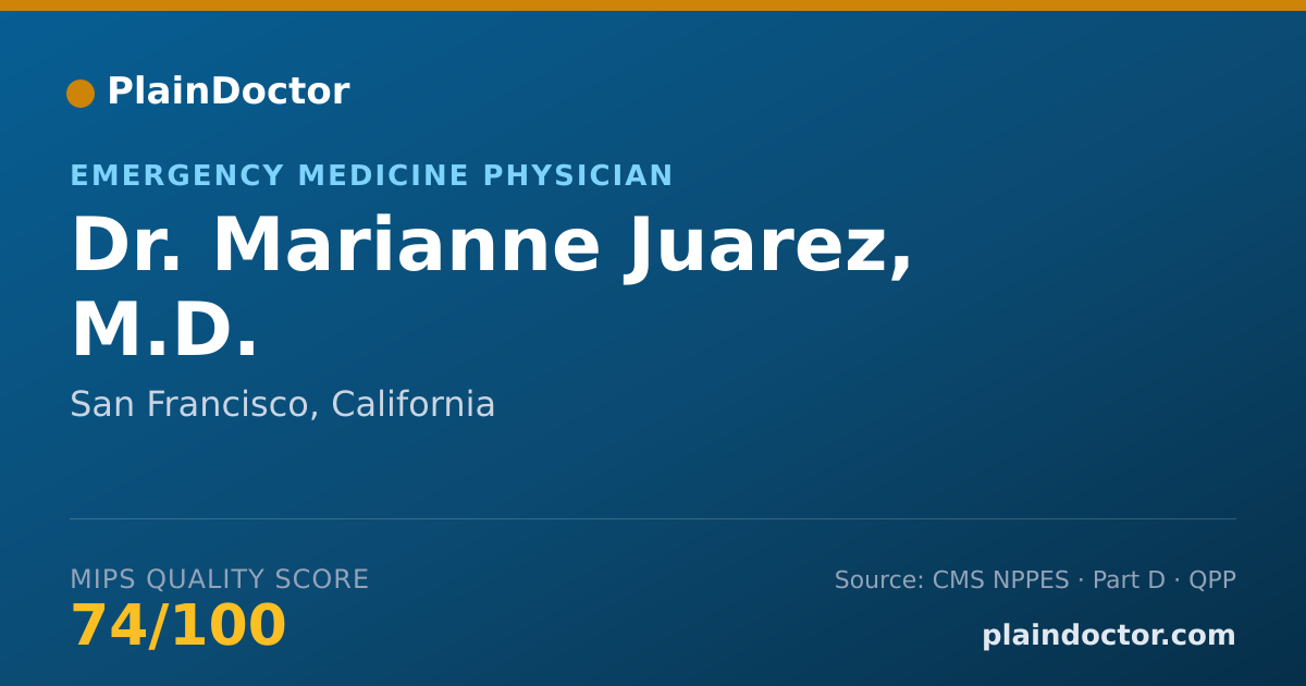 Shareable card for Marianne Juarez, M.D. - Emergency Medicine Physician, San Francisco, CA