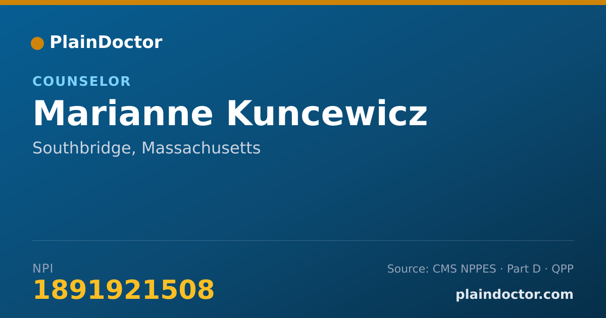 Shareable card for Marianne Kuncewicz - Counselor, Southbridge, MA