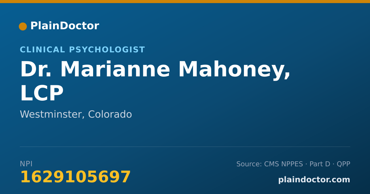 Shareable card for Marianne Mahoney, LCP - Clinical Psychologist, Westminster, CO