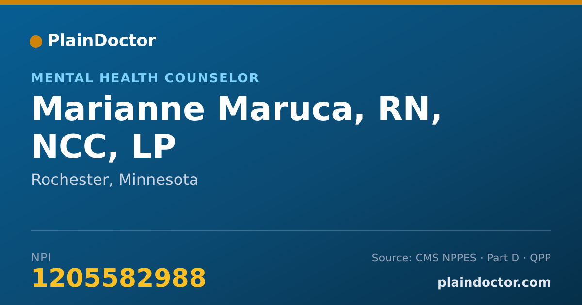 Shareable card for Marianne Maruca, RN, NCC, LP - Mental Health Counselor, Rochester, MN