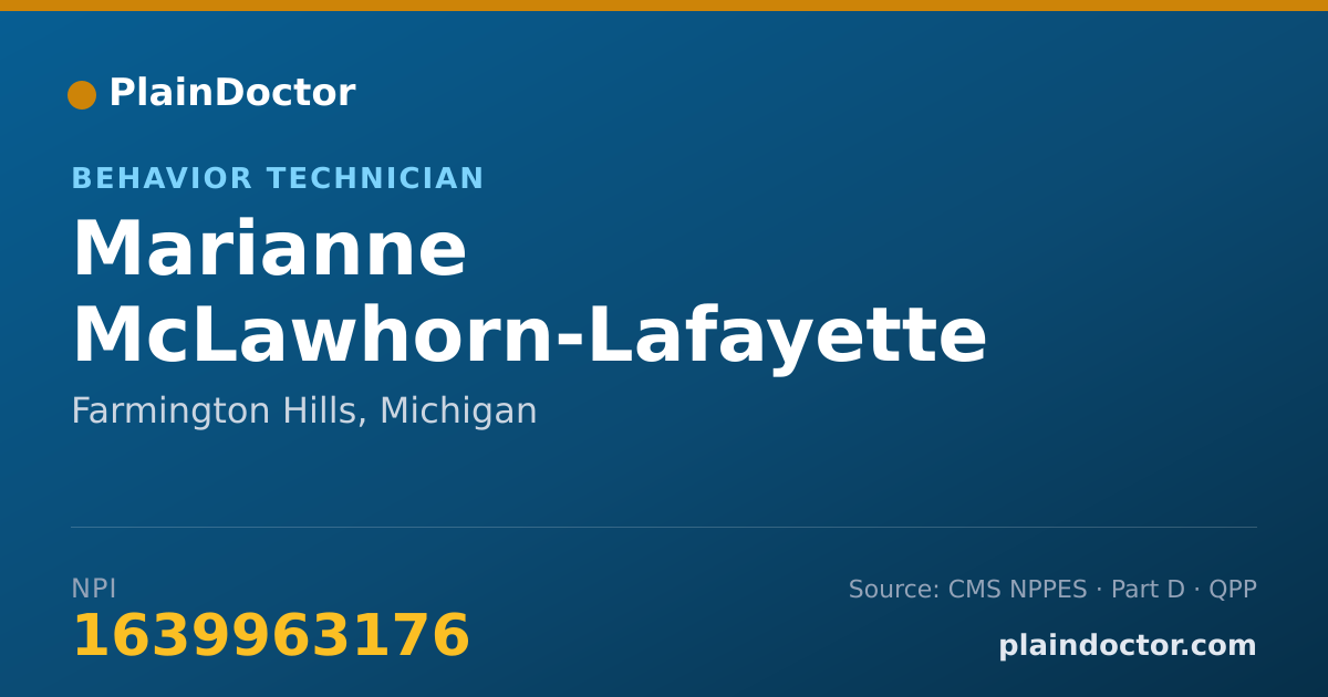 Shareable card for Marianne McLawhorn-Lafayette - Behavior Technician, Farmington Hills, MI