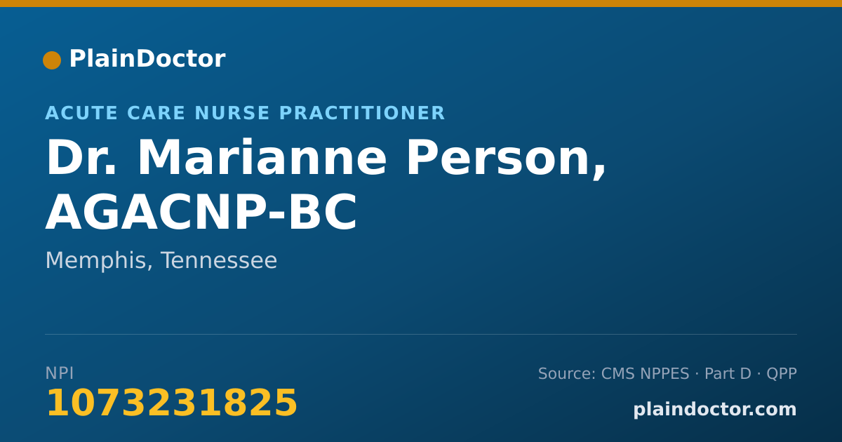 Shareable card for Marianne Person, AGACNP-BC - Acute Care Nurse Practitioner, Memphis, TN
