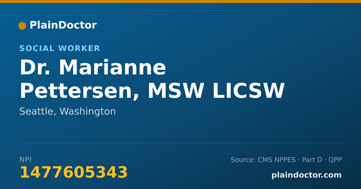 Shareable card for Marianne Pettersen, MSW LICSW - Social Worker, Seattle, WA
