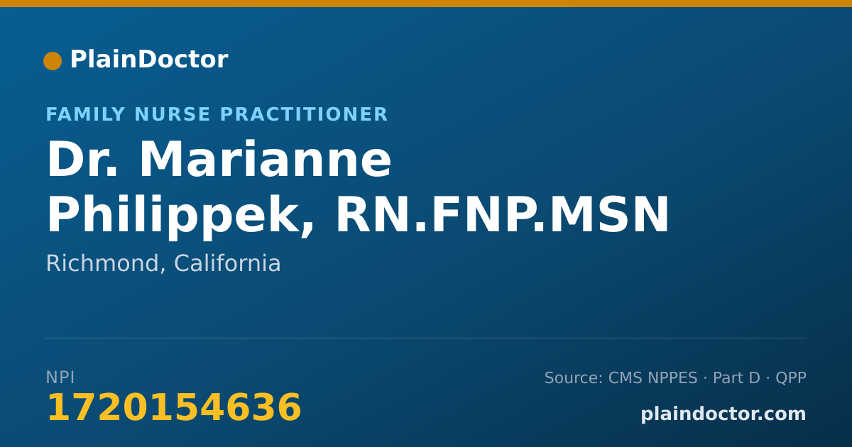 Shareable card for Marianne Philippek, RN.FNP.MSN - Family Nurse Practitioner, Richmond, CA