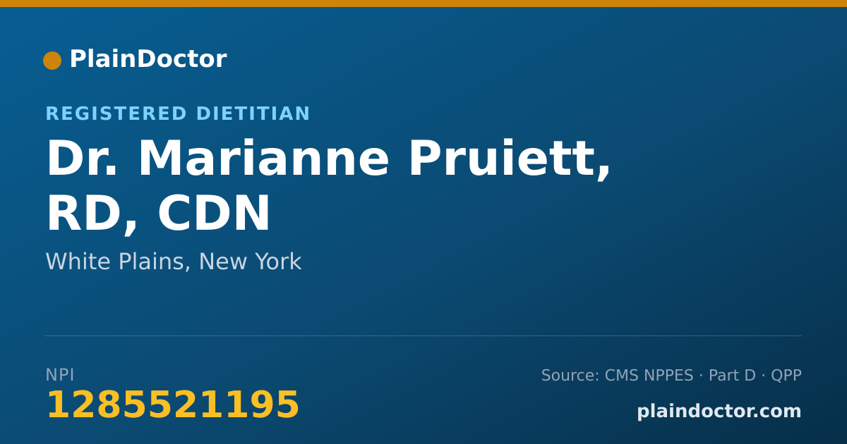 Shareable card for Marianne Pruiett, RD, CDN - Registered Dietitian, White Plains, NY
