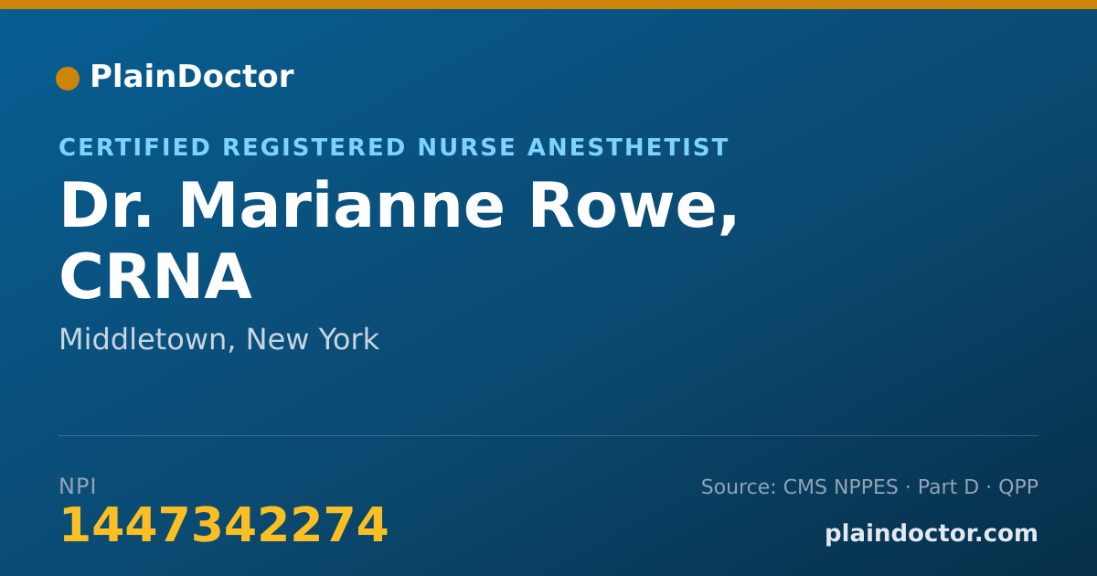 Shareable card for Marianne Rowe, CRNA - Certified Registered Nurse Anesthetist, Middletown, NY