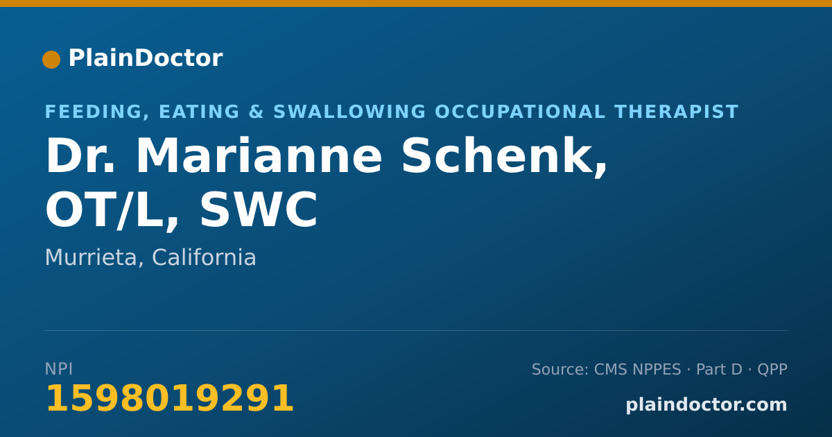 Shareable card for Marianne Schenk, OT/L, SWC - Feeding, Eating & Swallowing Occupational Therapist, Murrieta, CA