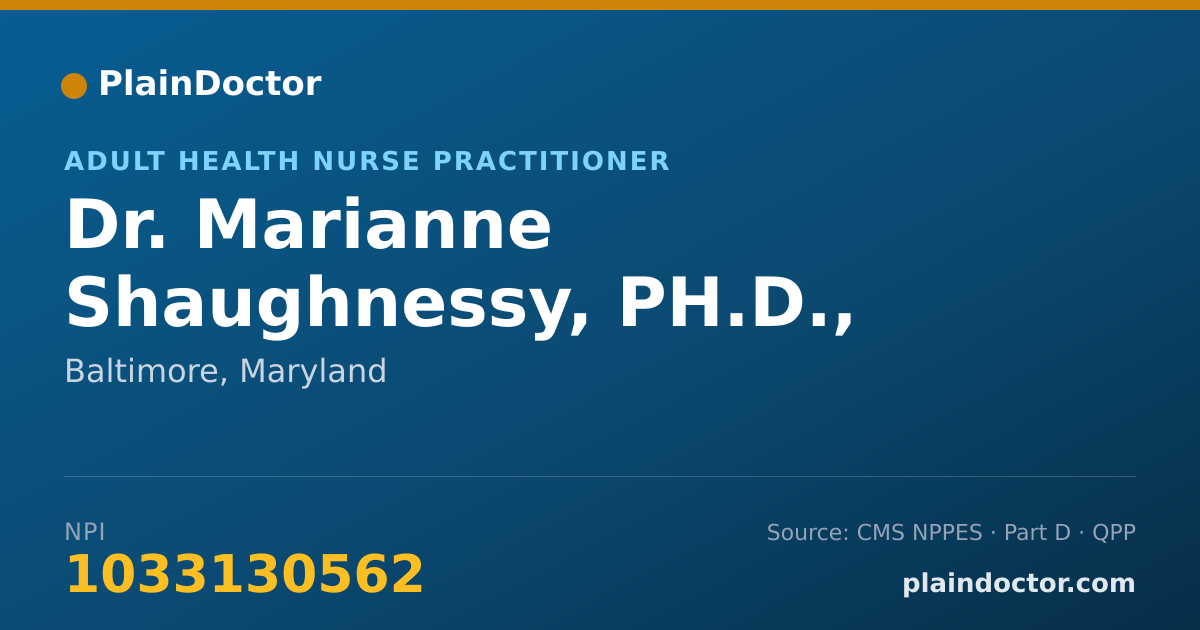Shareable card for Marianne Shaughnessy, PH.D., CRNP - Adult Health Nurse Practitioner, Baltimore, MD
