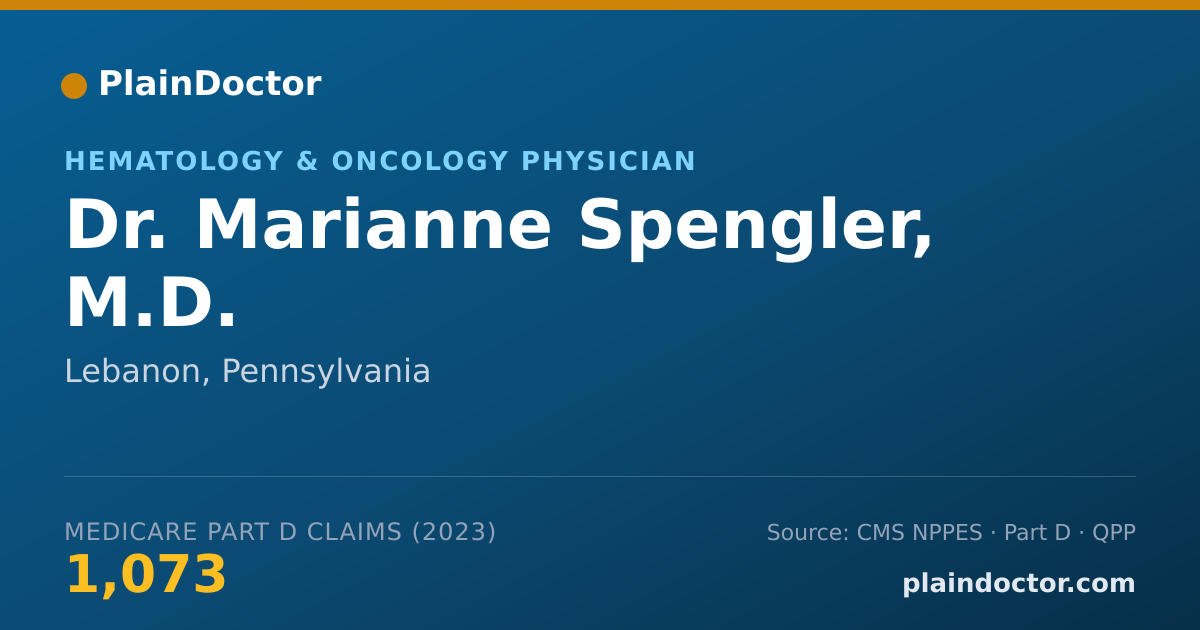 Shareable card for Marianne Spengler, M.D. - Hematology & Oncology Physician, Lebanon, PA