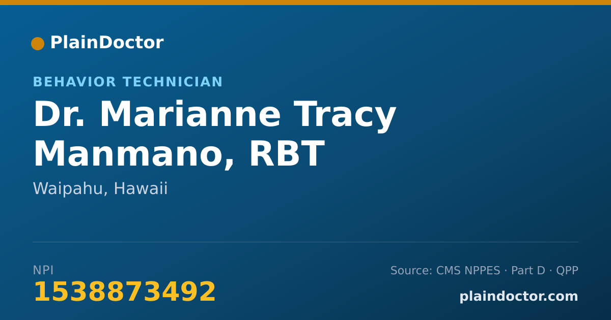 Shareable card for Marianne Tracy Manmano, RBT - Behavior Technician, Waipahu, HI