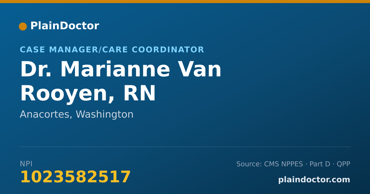 Shareable card for Marianne Van Rooyen, RN - Case Manager/Care Coordinator, Anacortes, WA