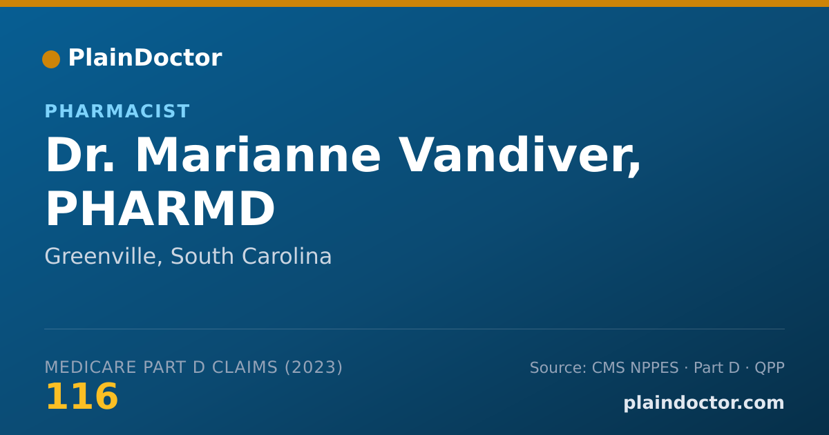 Shareable card for Marianne Vandiver, PHARMD - Pharmacist, Greenville, SC