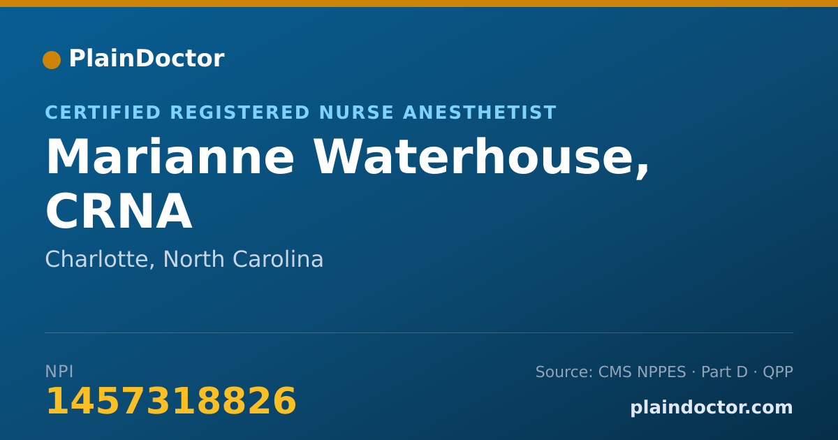 Shareable card for Marianne Waterhouse, CRNA - Certified Registered Nurse Anesthetist, Charlotte, NC