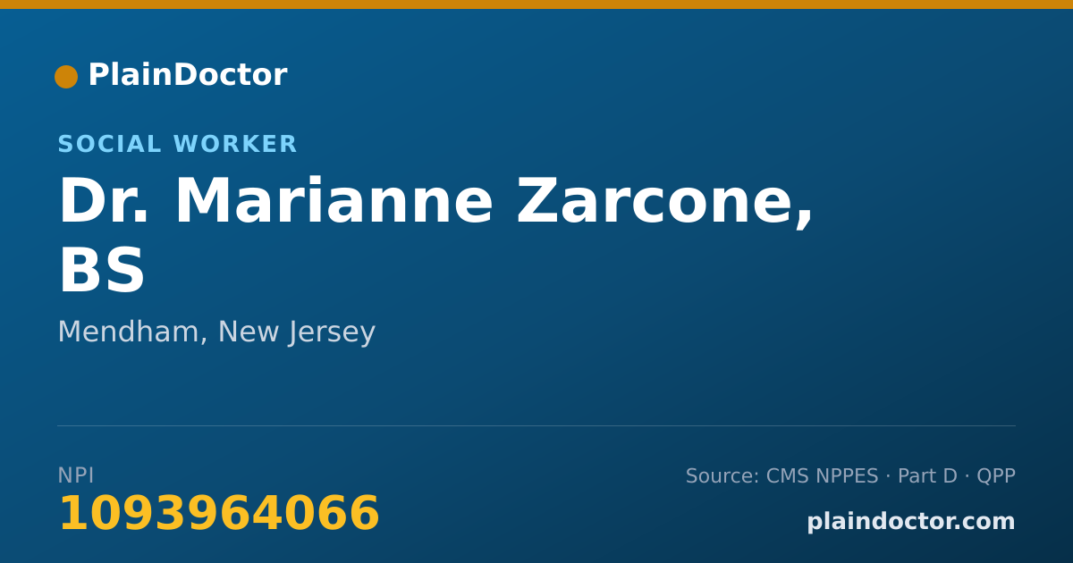 Shareable card for Marianne Zarcone, BS - Social Worker, Mendham, NJ