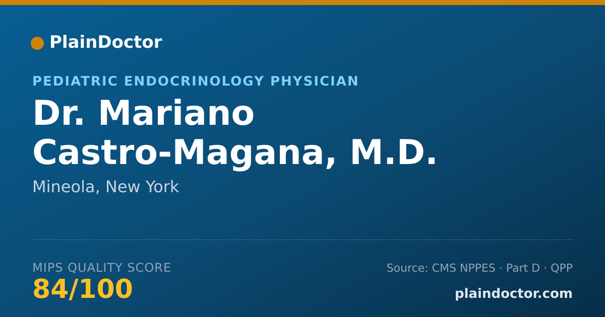 Shareable card for Mariano Castro-Magana, M.D. - Pediatric Endocrinology Physician, Mineola, NY