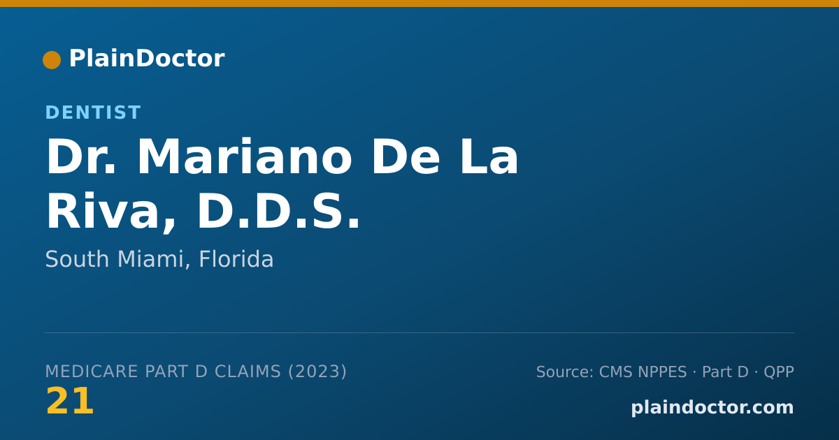 Shareable card for Mariano De La Riva, D.D.S. - Dentist, South Miami, FL