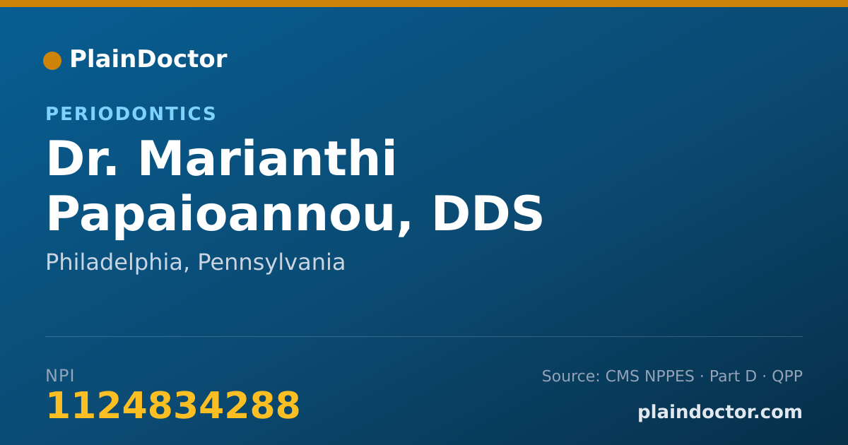 Shareable card for Marianthi Papaioannou, DDS - Periodontics, Philadelphia, PA