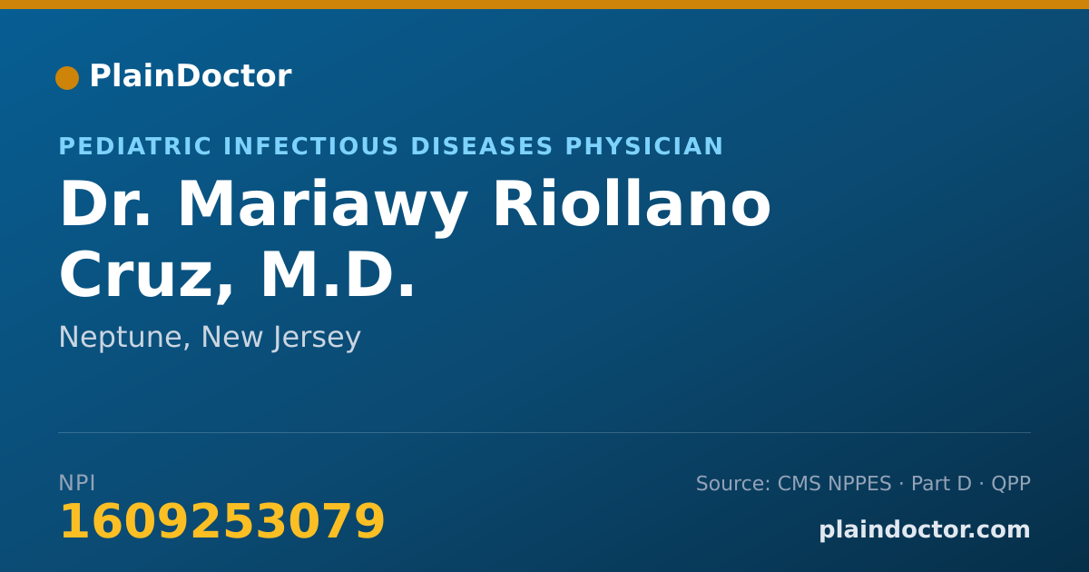 Shareable card for Mariawy Riollano Cruz, M.D. - Pediatric Infectious Diseases Physician, Neptune, NJ