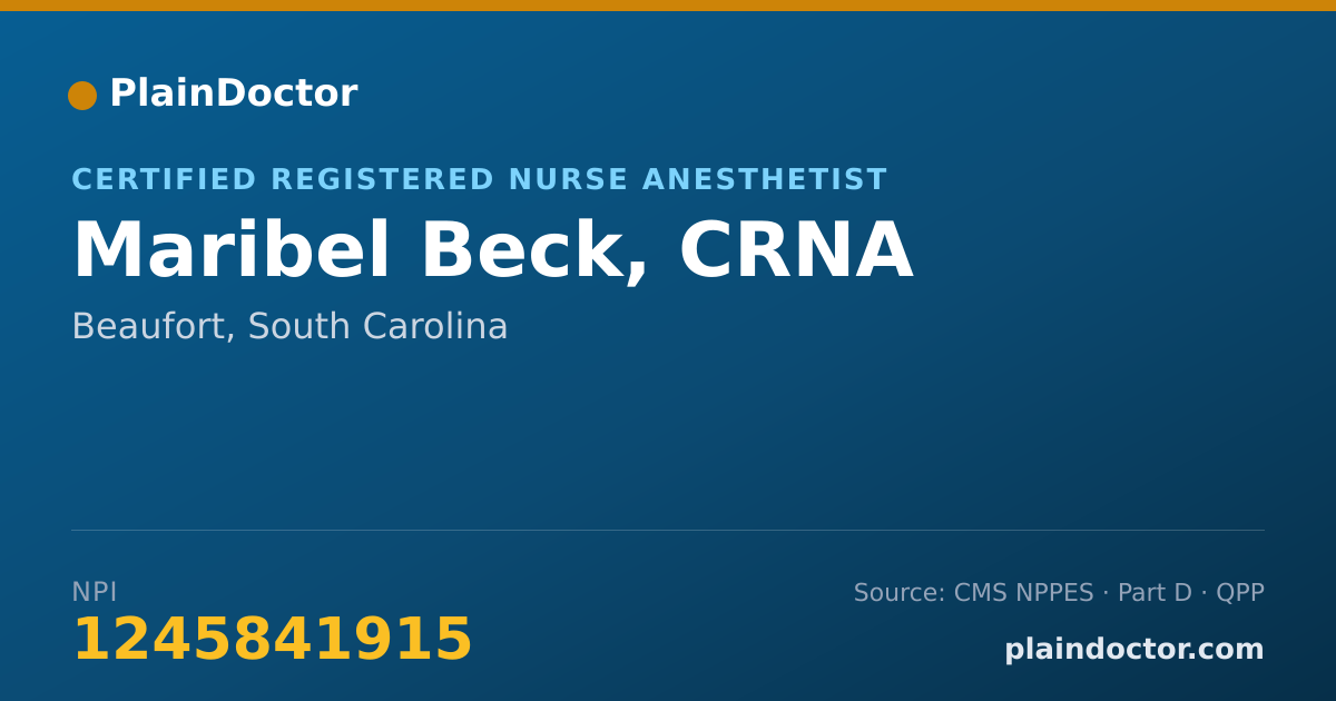 Shareable card for Maribel Beck, CRNA - Certified Registered Nurse Anesthetist, Beaufort, SC