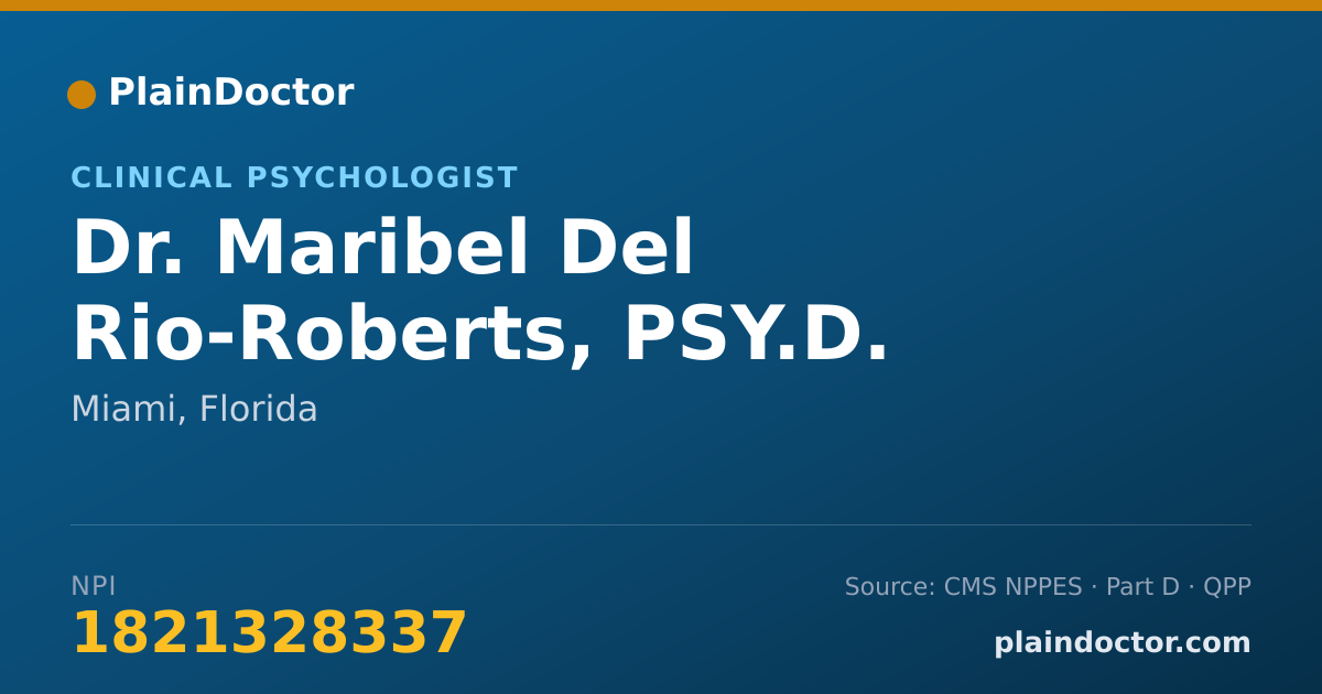 Shareable card for Maribel Del Rio-Roberts, PSY.D. - Clinical Psychologist, Miami, FL