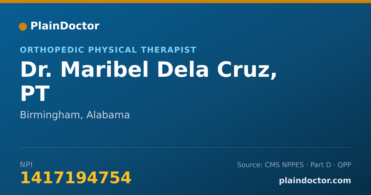 Shareable card for Maribel Dela Cruz, PT - Orthopedic Physical Therapist, Birmingham, AL
