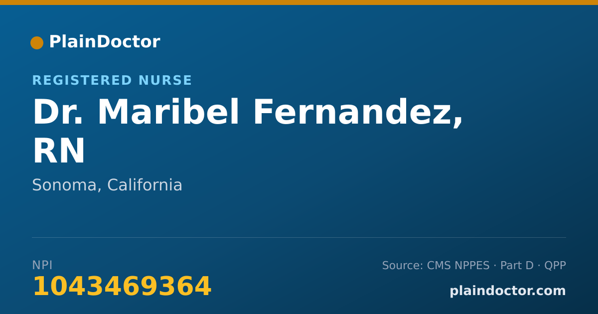 Shareable card for Maribel Fernandez, RN - Registered Nurse, Sonoma, CA