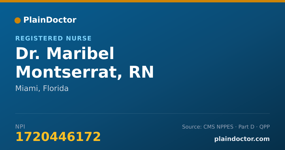 Shareable card for Maribel Montserrat, RN - Registered Nurse, Miami, FL