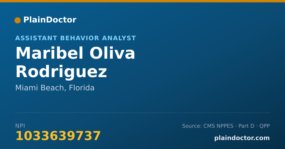 Shareable card for Maribel Oliva Rodriguez - Assistant Behavior Analyst, Miami Beach, FL