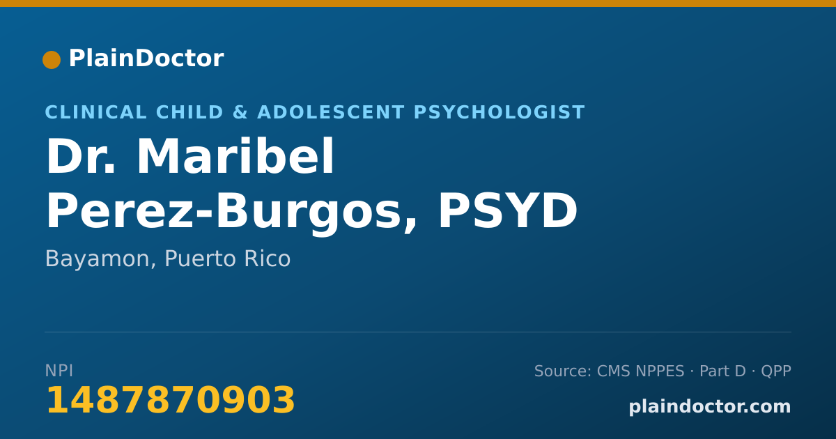 Shareable card for Maribel Perez-Burgos, PSYD - Clinical Child & Adolescent Psychologist, Bayamon, PR
