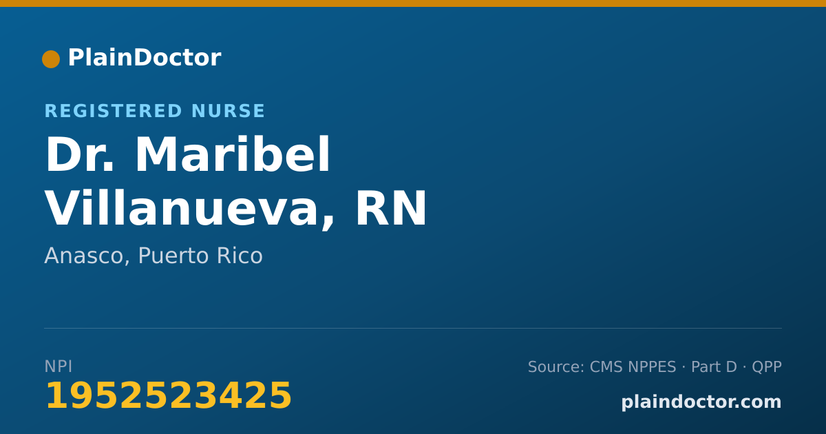 Shareable card for Maribel Villanueva, RN - Registered Nurse, Anasco, PR