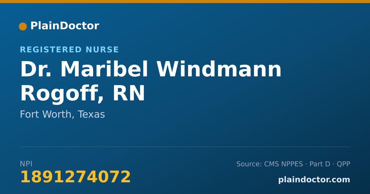 Shareable card for Maribel Windmann Rogoff, RN - Registered Nurse, Fort Worth, TX