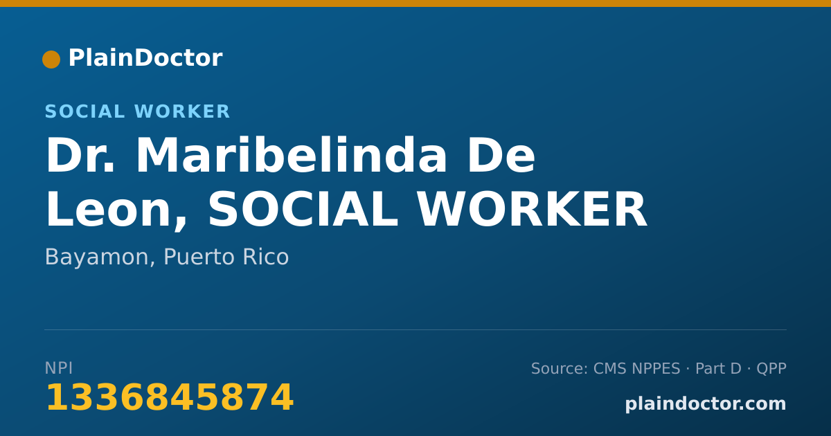 Shareable card for Maribelinda De Leon, SOCIAL WORKER - Social Worker, Bayamon, PR
