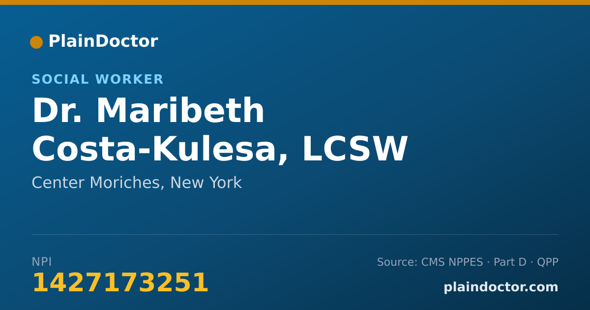 Shareable card for Maribeth Costa-Kulesa, LCSW - Social Worker, Center Moriches, NY