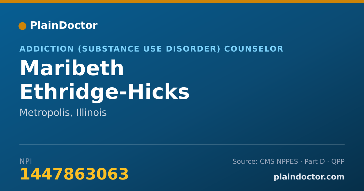 Shareable card for Maribeth Ethridge-Hicks - Addiction (Substance Use Disorder) Counselor, Metropolis, IL