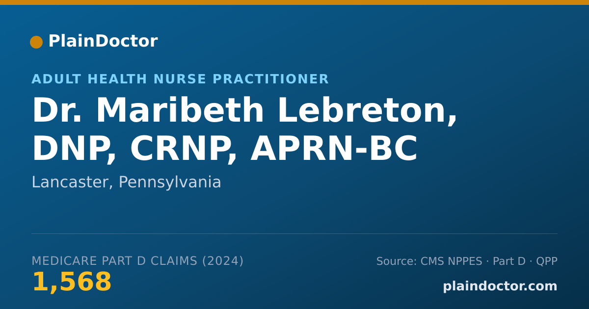 Shareable card for Maribeth Lebreton, DNP, CRNP, APRN-BC - Adult Health Nurse Practitioner, Lancaster, PA