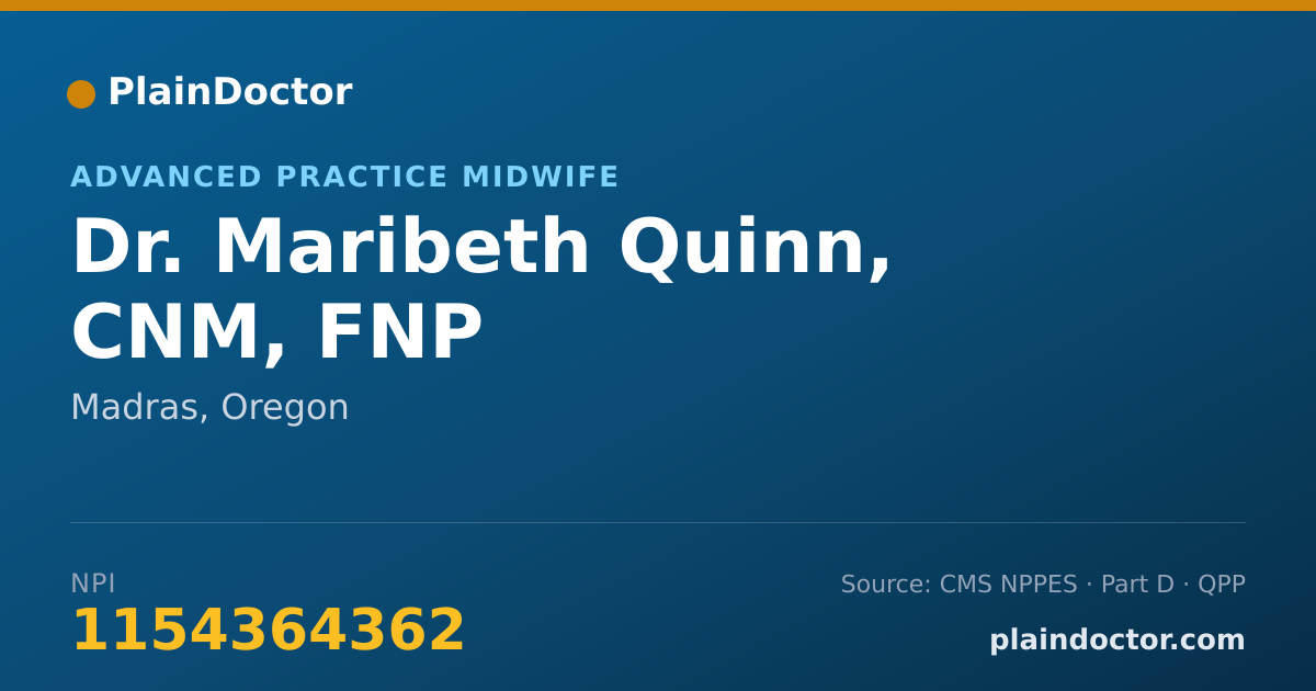 Shareable card for Maribeth Quinn, CNM, FNP - Advanced Practice Midwife, Madras, OR
