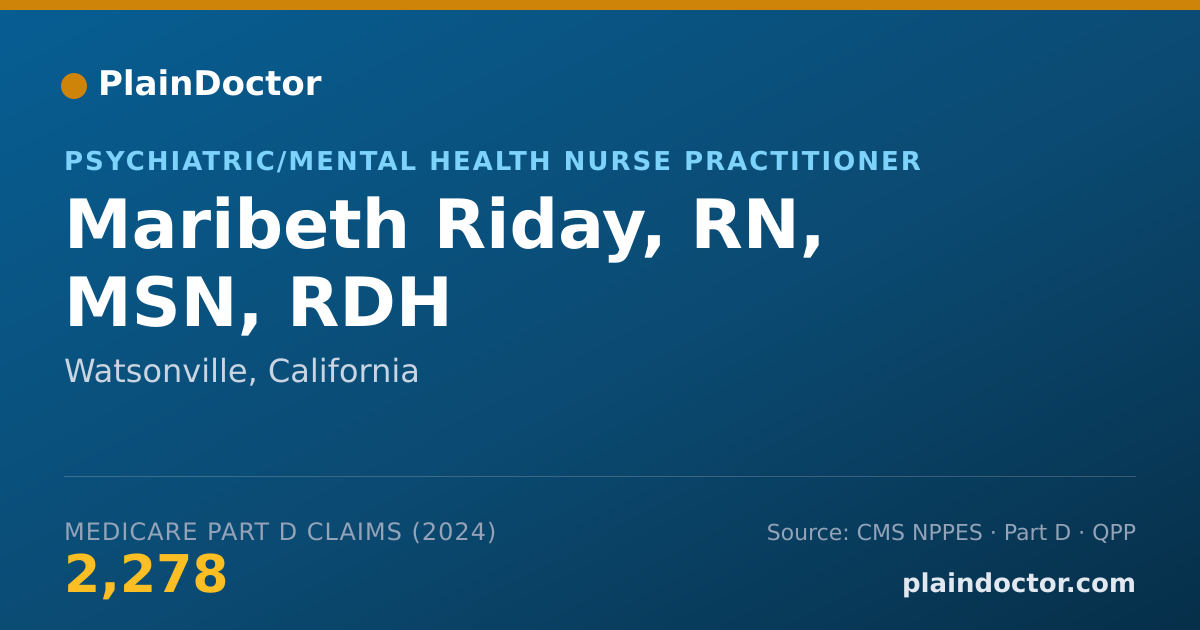 Shareable card for Maribeth Riday, RN, MSN, RDH - Registered Nurse, Watsonville, CA