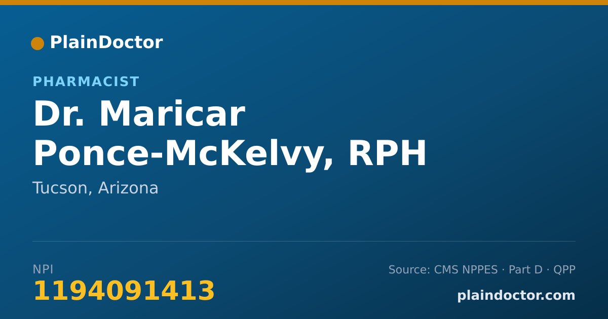 Shareable card for Maricar Ponce-McKelvy, RPH - Pharmacist, Tucson, AZ