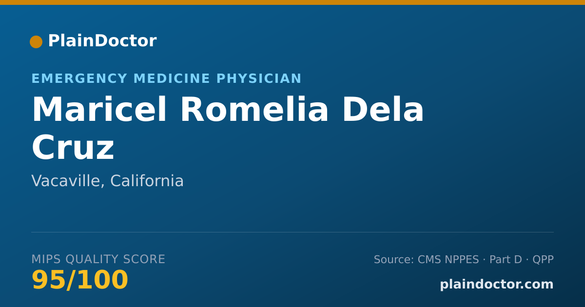Shareable card for Maricel Romelia Dela Cruz - Emergency Medicine Physician, Vacaville, CA