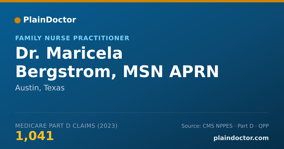 Shareable card for Maricela Bergstrom, MSN APRN FNP-BC - Family Nurse Practitioner, Austin, TX