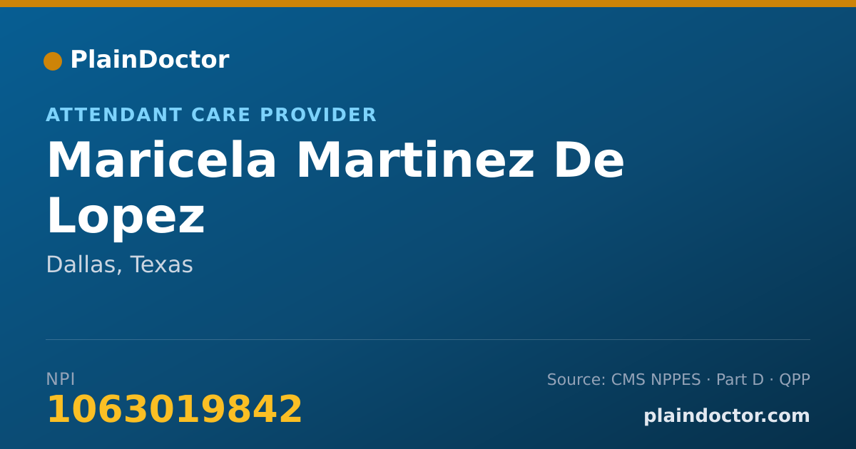 Shareable card for Maricela Martinez De Lopez - Attendant Care Provider, Dallas, TX