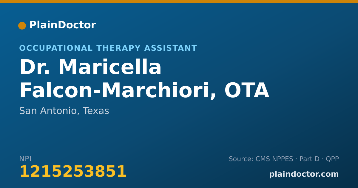 Shareable card for Maricella Falcon-Marchiori, OTA - Occupational Therapy Assistant, San Antonio, TX